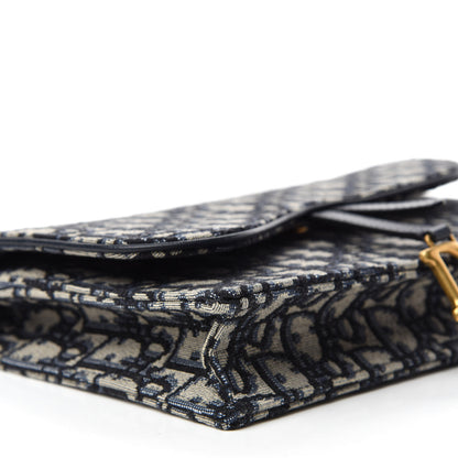 Christian Dior Oblique Saddle Chain Pouch Blue 6 of 10