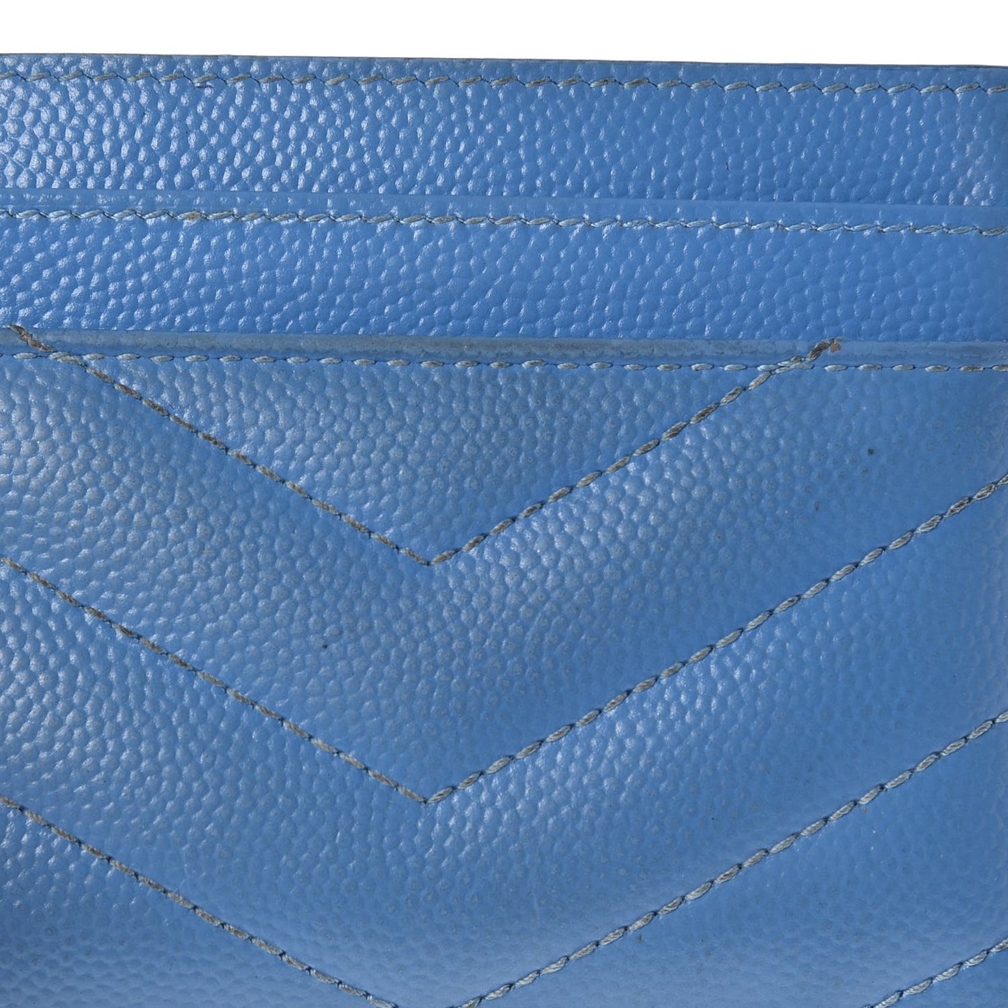 Grain De Poudre Matelasse Monogram Credit Card Case Blue Clair