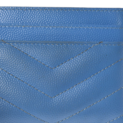 Saint Laurent Grain De Poudre Matelasse Monogram Credit Card Case Blue Clair 12 of 13