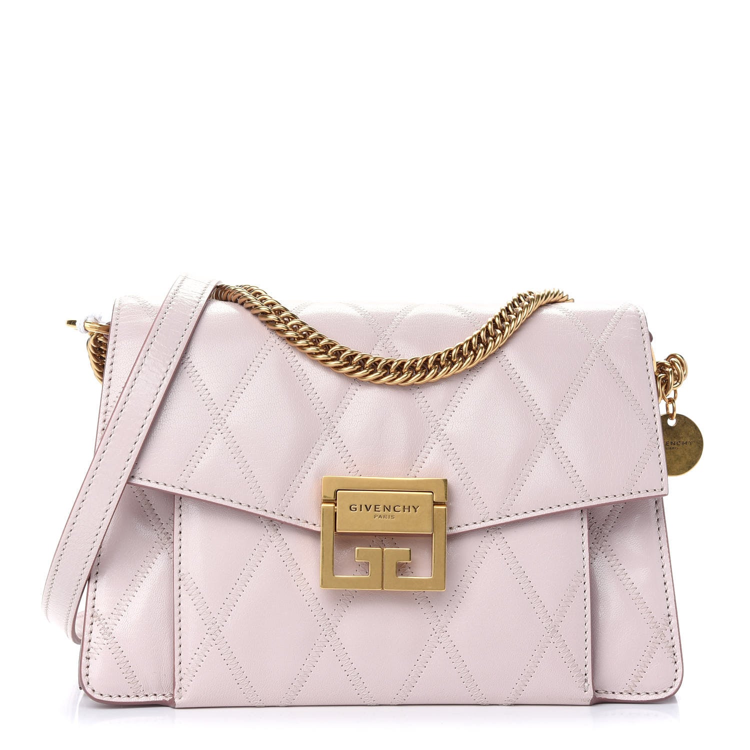 Givenchy Goatskin Quilted Small GV3 Shoulder Bag Pale Pink 1 of 8
