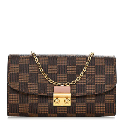 Louis Vuitton Damier Ebene Croisette Chain Wallet Rose Ballerine 1 of 12