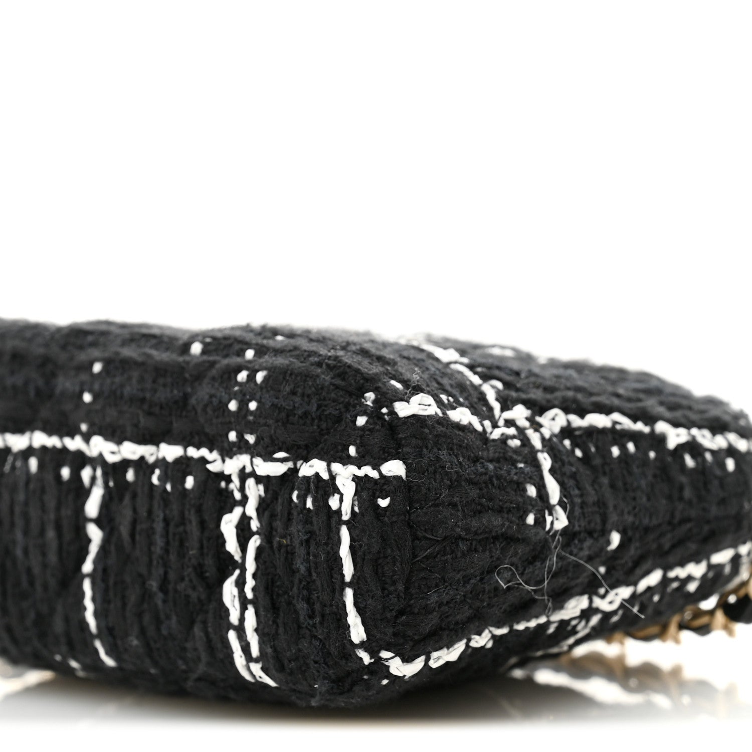 Chanel Tweed Quilted Mini Clutch With Chain  Black White 10 of 10
