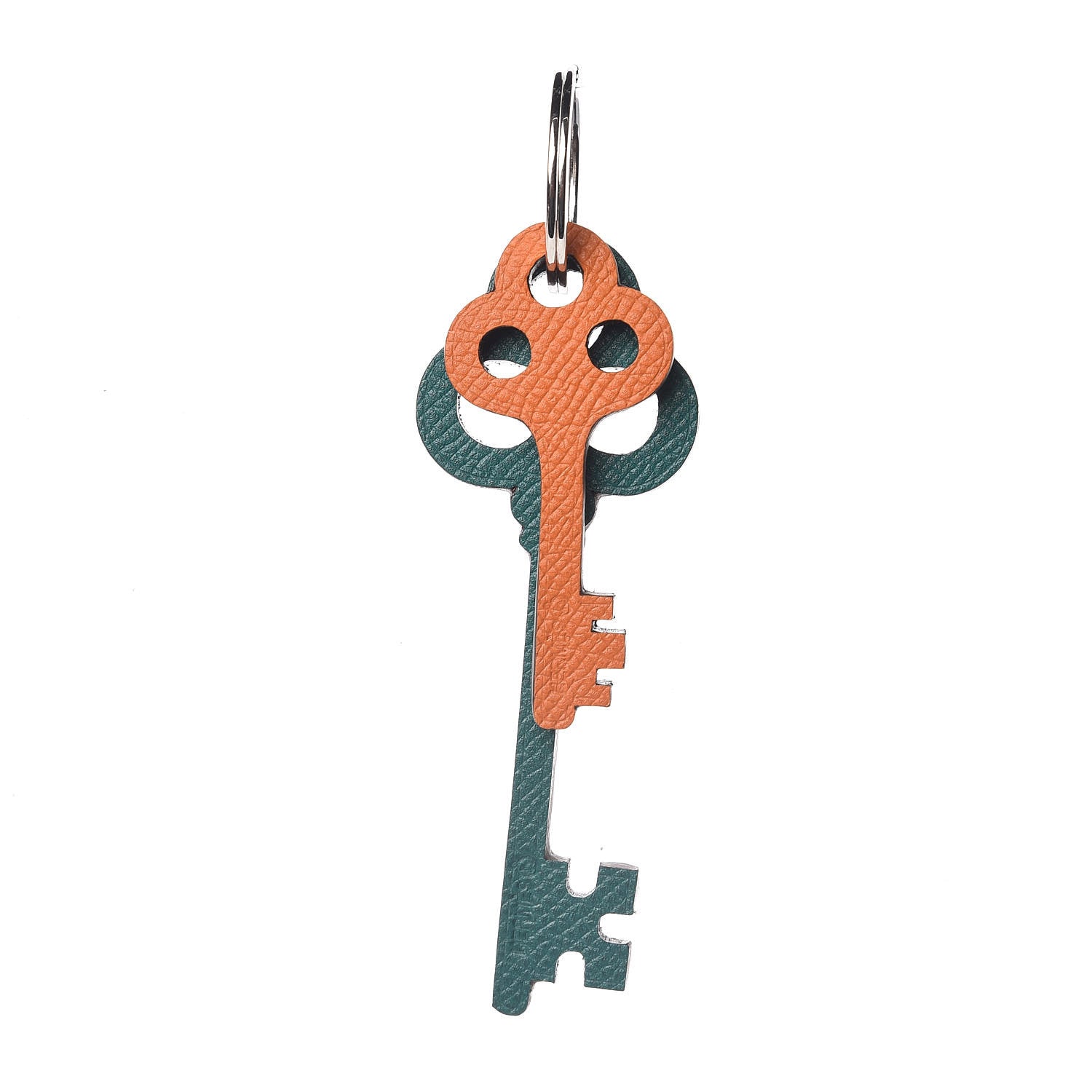 Hermes Epsom Petit H Key Ring Malachite Orange Black 1 of 6