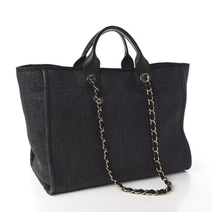 Chanel Woven Straw Raffia Medium Deauville Tote Black 2 of 9