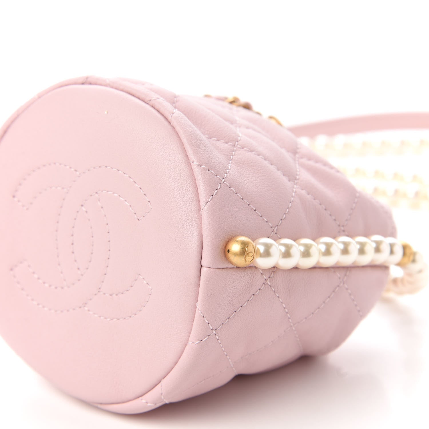 Chanel Calfskin Quilted Pearl Mini About Pearls Drawstring Bucket Light Pink 7 of 11