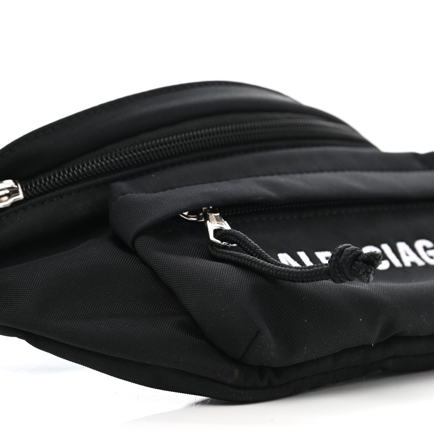 Sport Nylon Logo Embroidered Wheel Belt Bag Black White