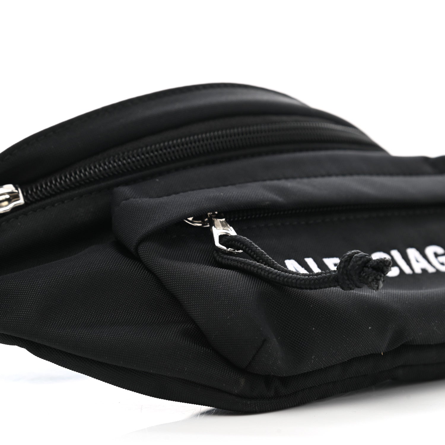 Balenciaga Sport Nylon Logo Embroidered Wheel Belt Bag Black White 10 of 11