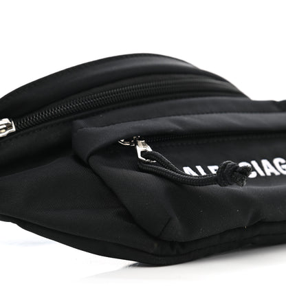 Balenciaga Sport Nylon Logo Embroidered Wheel Belt Bag Black White 10 of 11