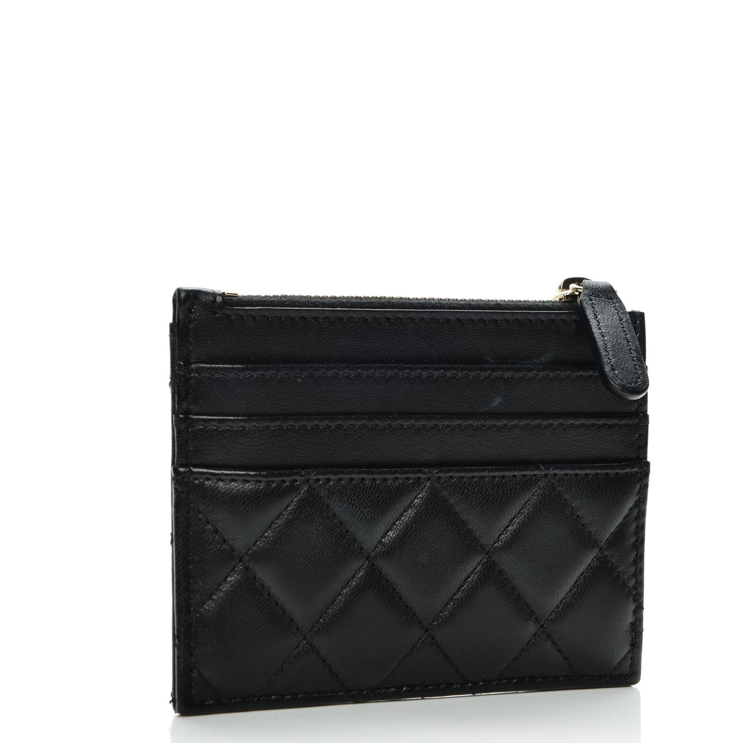 Chanel Lambskin Quilted Zip Card Holder Black 3 of 7