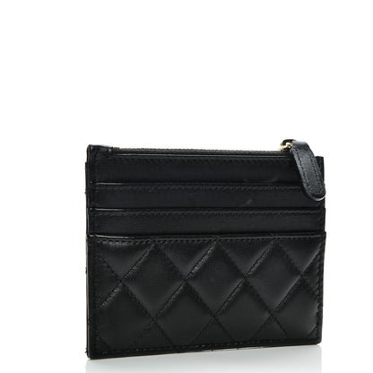 Chanel Lambskin Quilted Zip Card Holder Black 3 of 7