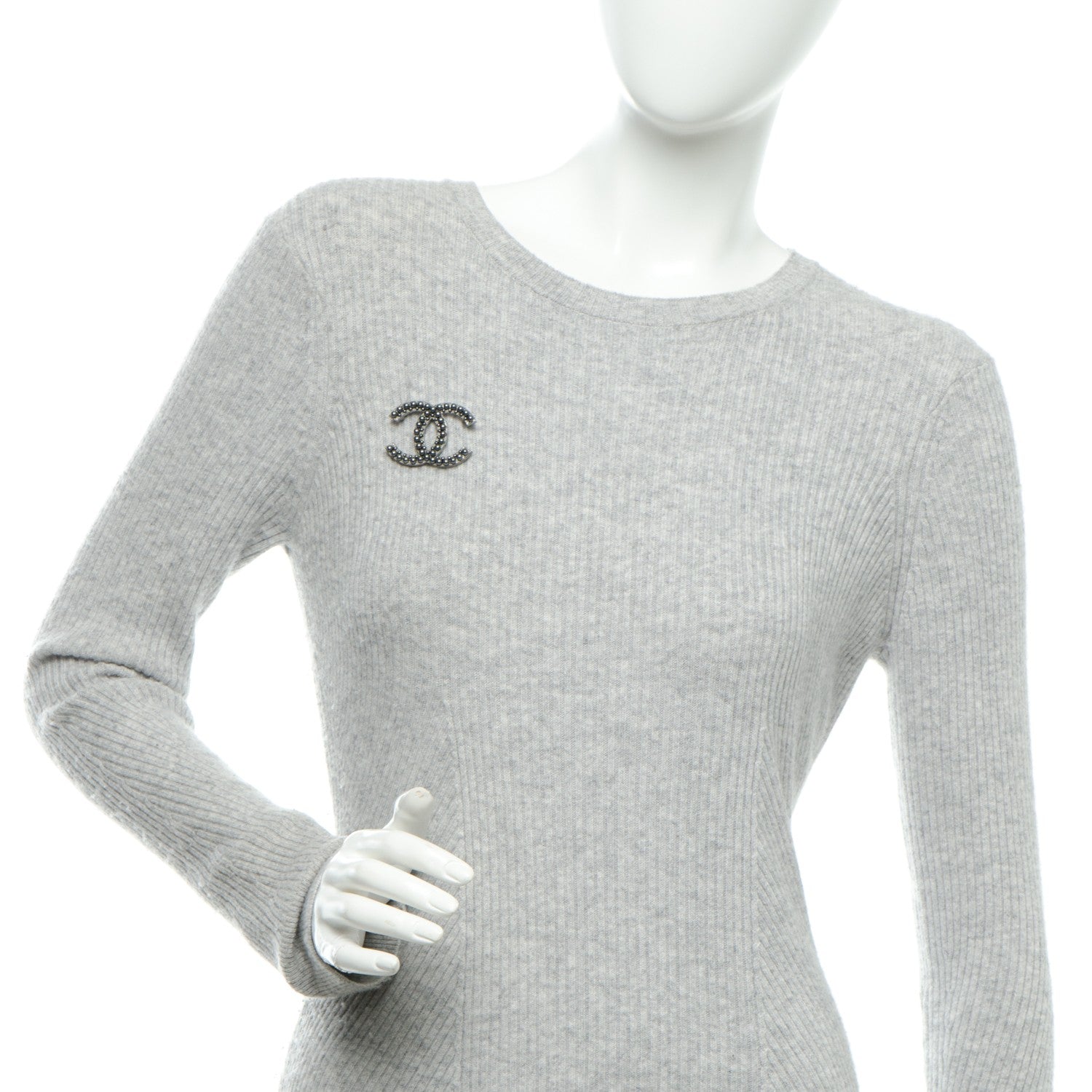 Chanel Ruthenium Bead CC Brooch Dark Grey 2 of 5