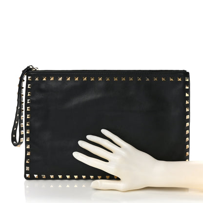 Valentino Garavani Vitello Large Rockstud Zip Wristlet Pouch Black 2 of 6