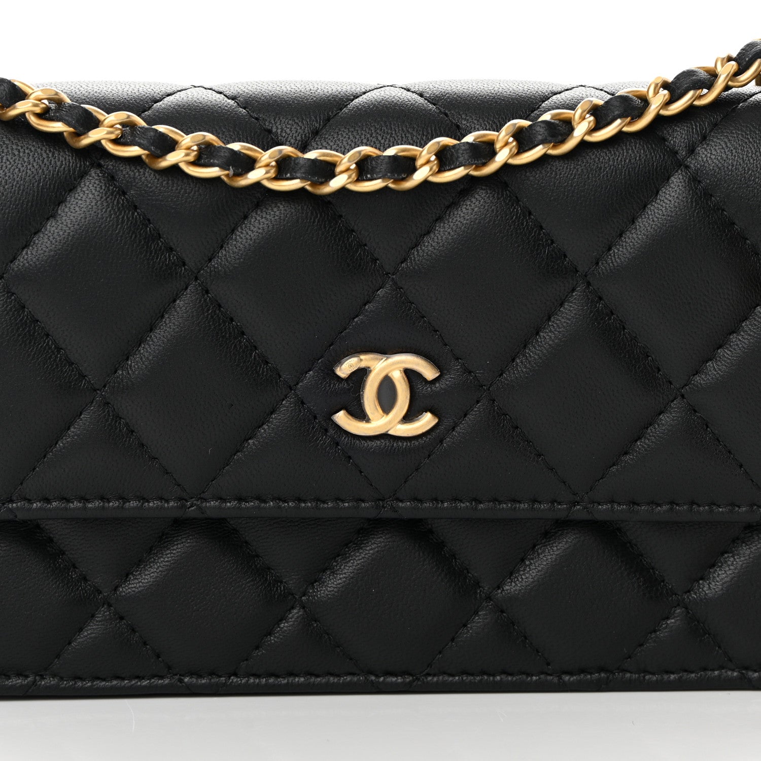 Chanel Lambskin Pearl Crush Quilted Flap Phone Holder With Chain Black 9 of 14