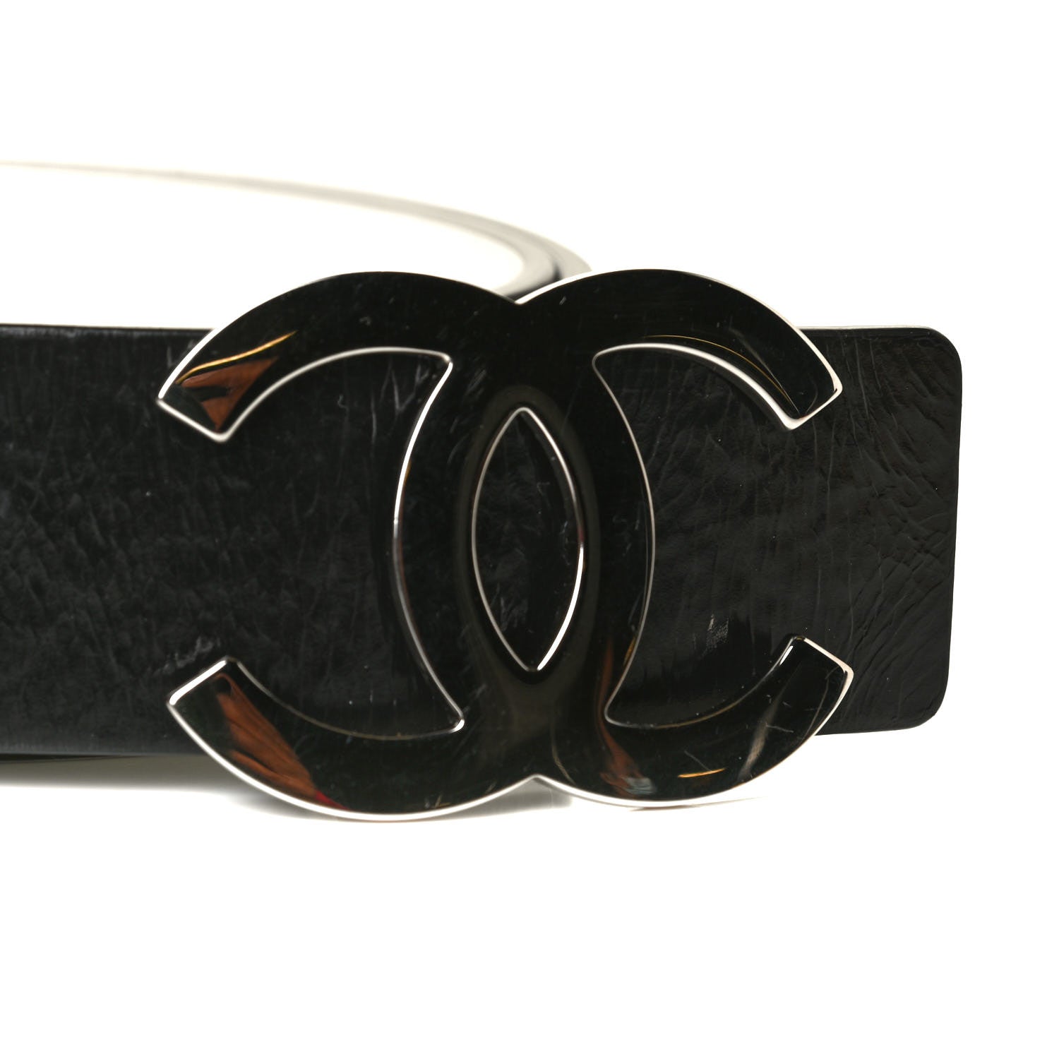Chanel Calfskin CC Reversible Belt 85 Black White 3 of 6