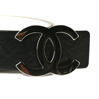 Chanel Calfskin CC Reversible Belt 85 Black White 3 of 6