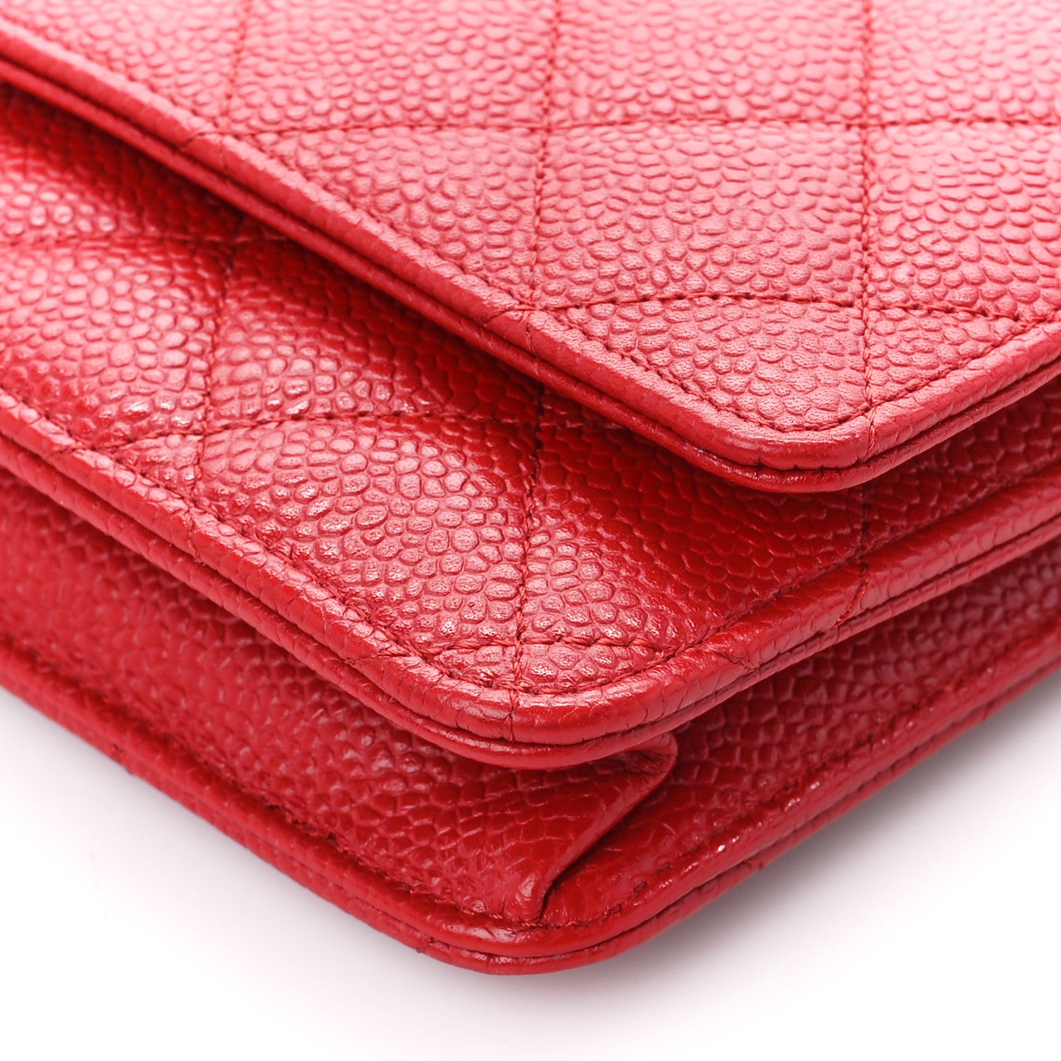 Chanel Caviar Quilted Wallet on Chain WOC Red 11 of 12