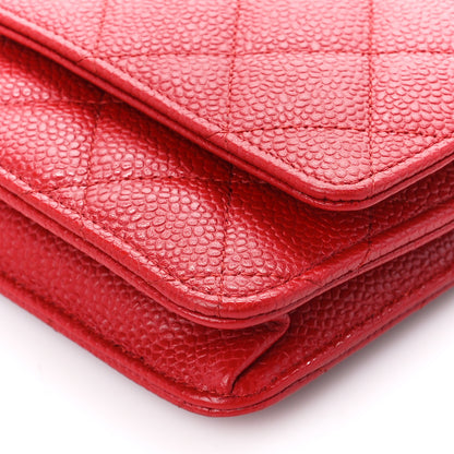 Chanel Caviar Quilted Wallet on Chain WOC Red 11 of 12