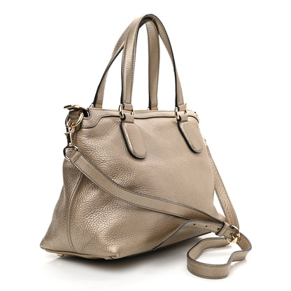 Gucci Metallic Cellarius Calfskin Small Soho Top Handle Satchel Golden Beige 5 of 18