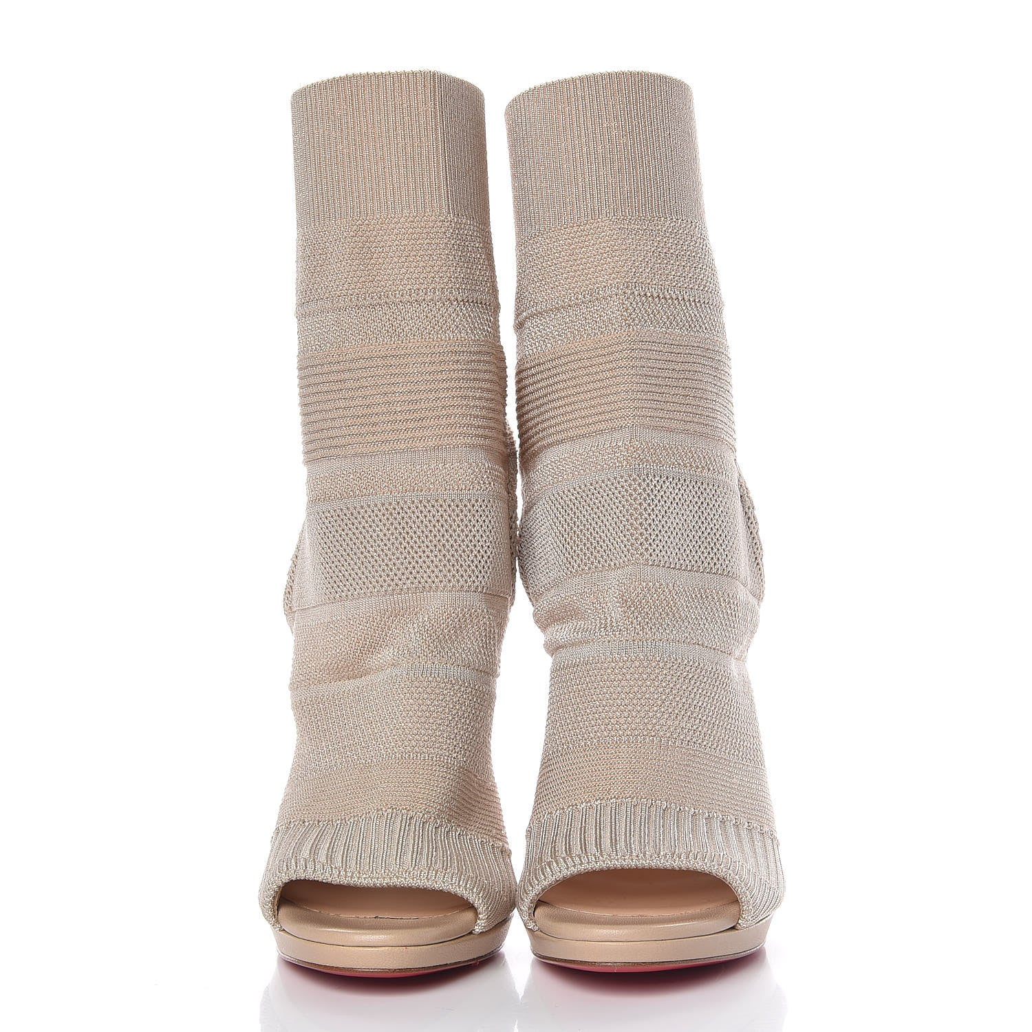 Christian Louboutin Maille Tricot Nappa Cheminene 120 Sock Ankle Boots 36 Beige 2 of 7