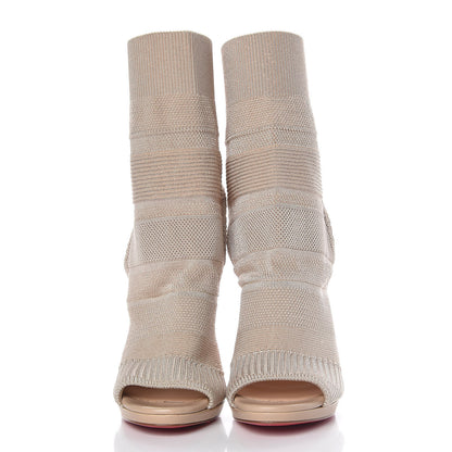 Christian Louboutin Maille Tricot Nappa Cheminene 120 Sock Ankle Boots 36 Beige 2 of 7