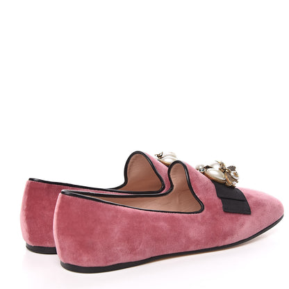 Gucci Velvet Etoile Pearl Embellished Loafers 40 Tibet Red 4 of 9