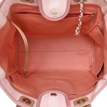 Chanel Mixed Fibers Calfskin Striped Medium Deauville Tote Light Pink 5 of 9