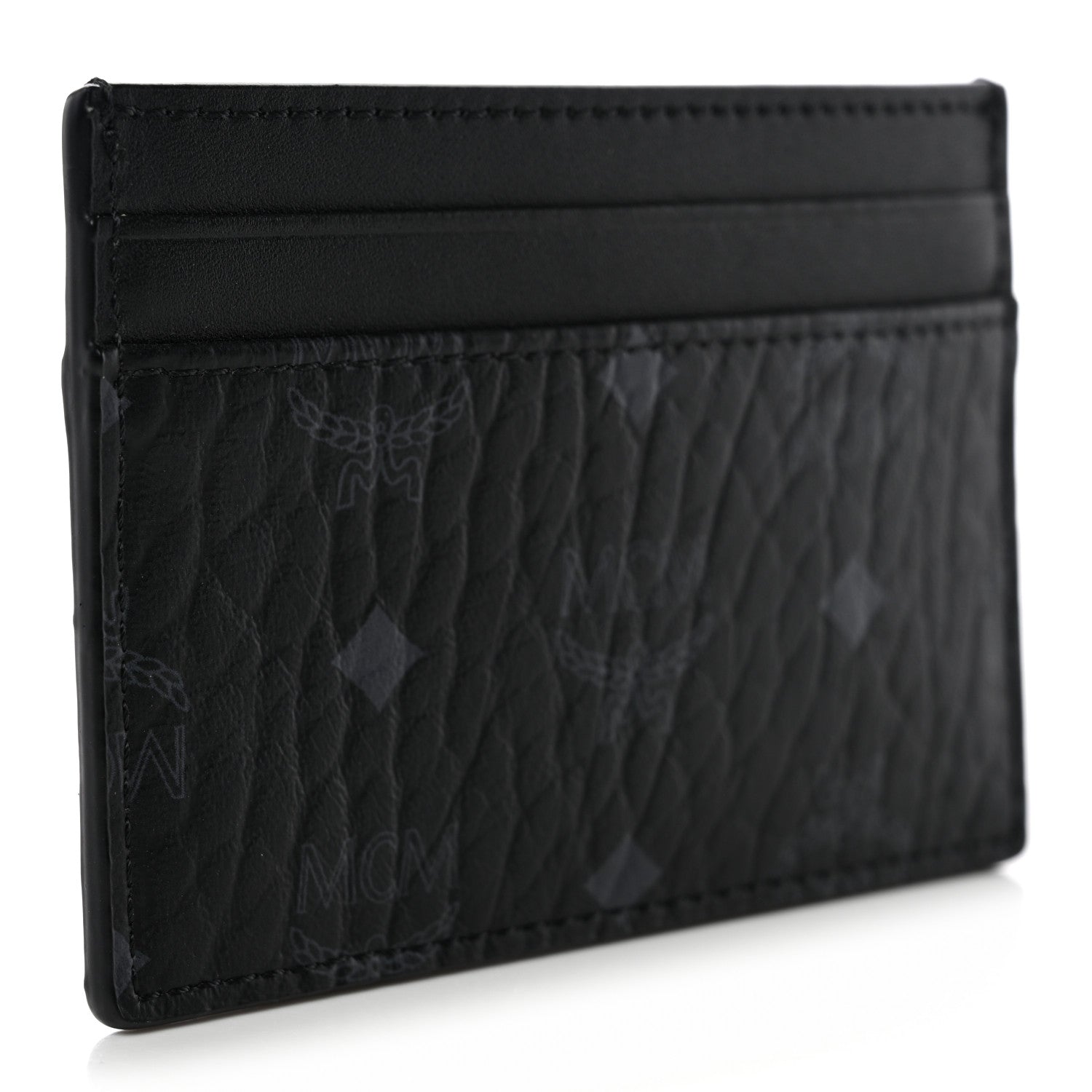 MCM Calfskin Visetos Mini Card Case Black 3 of 7