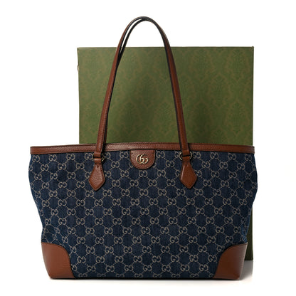 Gucci New Denim GG Monogram Medium Ophidia Shopping Tote Blue Tea Cuir 15 of 15