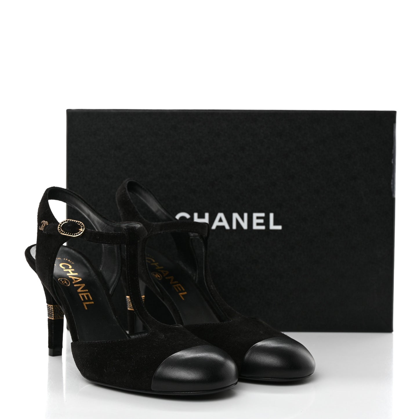 Suede Lambskin Cap Toe Crystal Slingback Pumps 37 Black