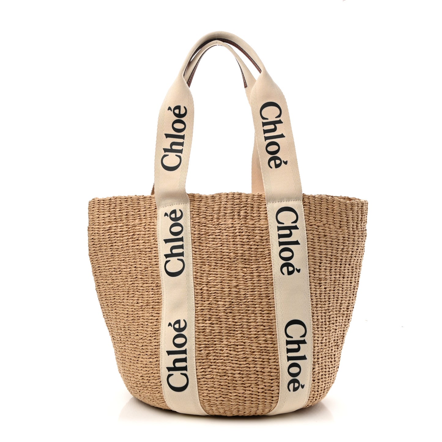 Raffia Large Woody Tote White