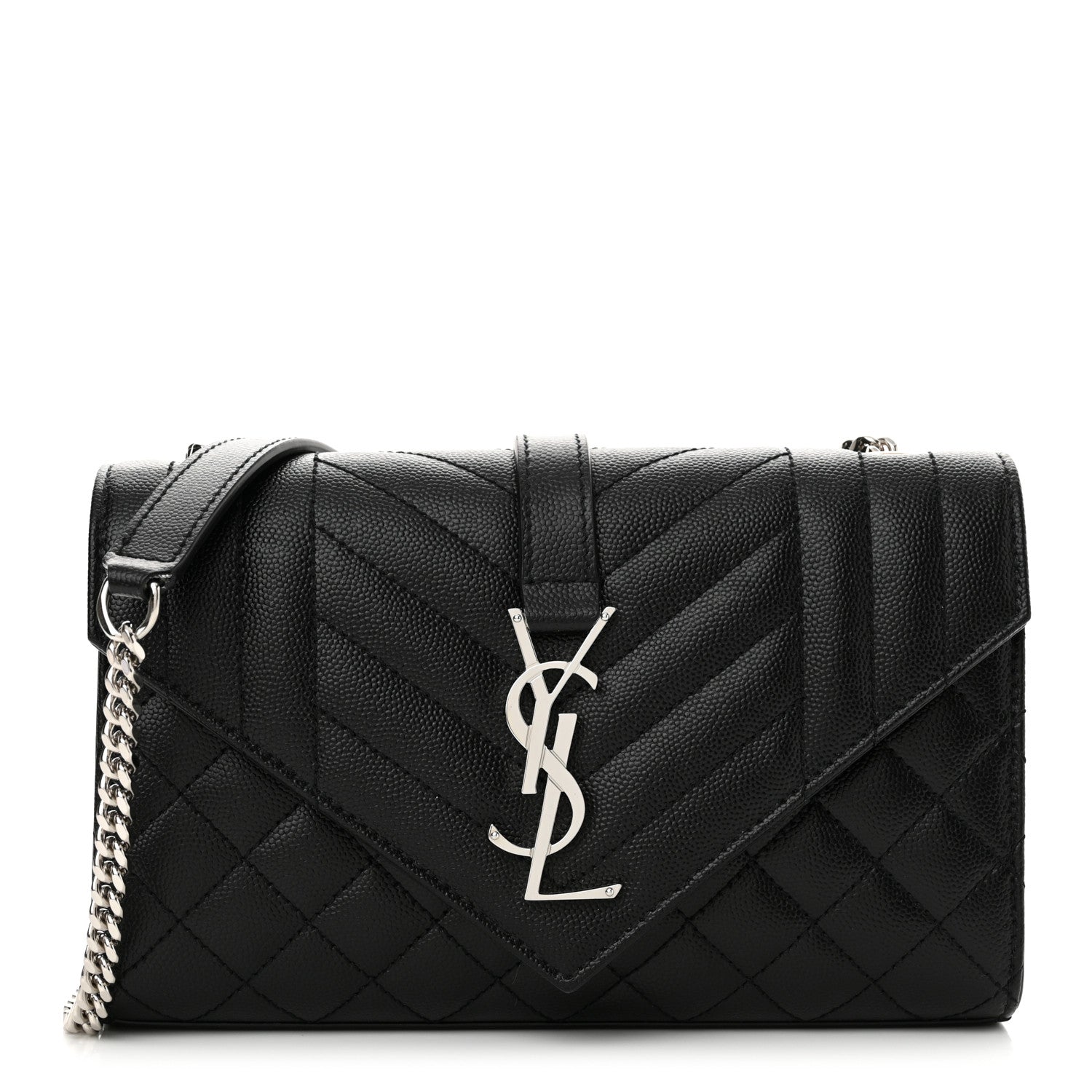 Saint Laurent Grain De Poudre Textured Mixed Matelasse Triquilt Small Monogram Satchel Black 1 of 10