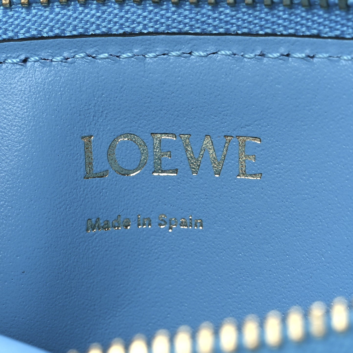 Calfskin Embossed Repeat Coin Card Holder Cyan
