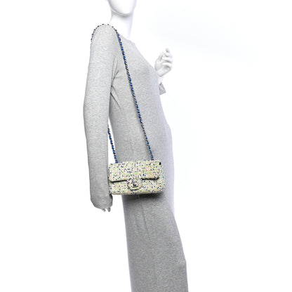 Chanel Tweed Quilted Mini Rectangular Flap Blue White Green 2 of 10
