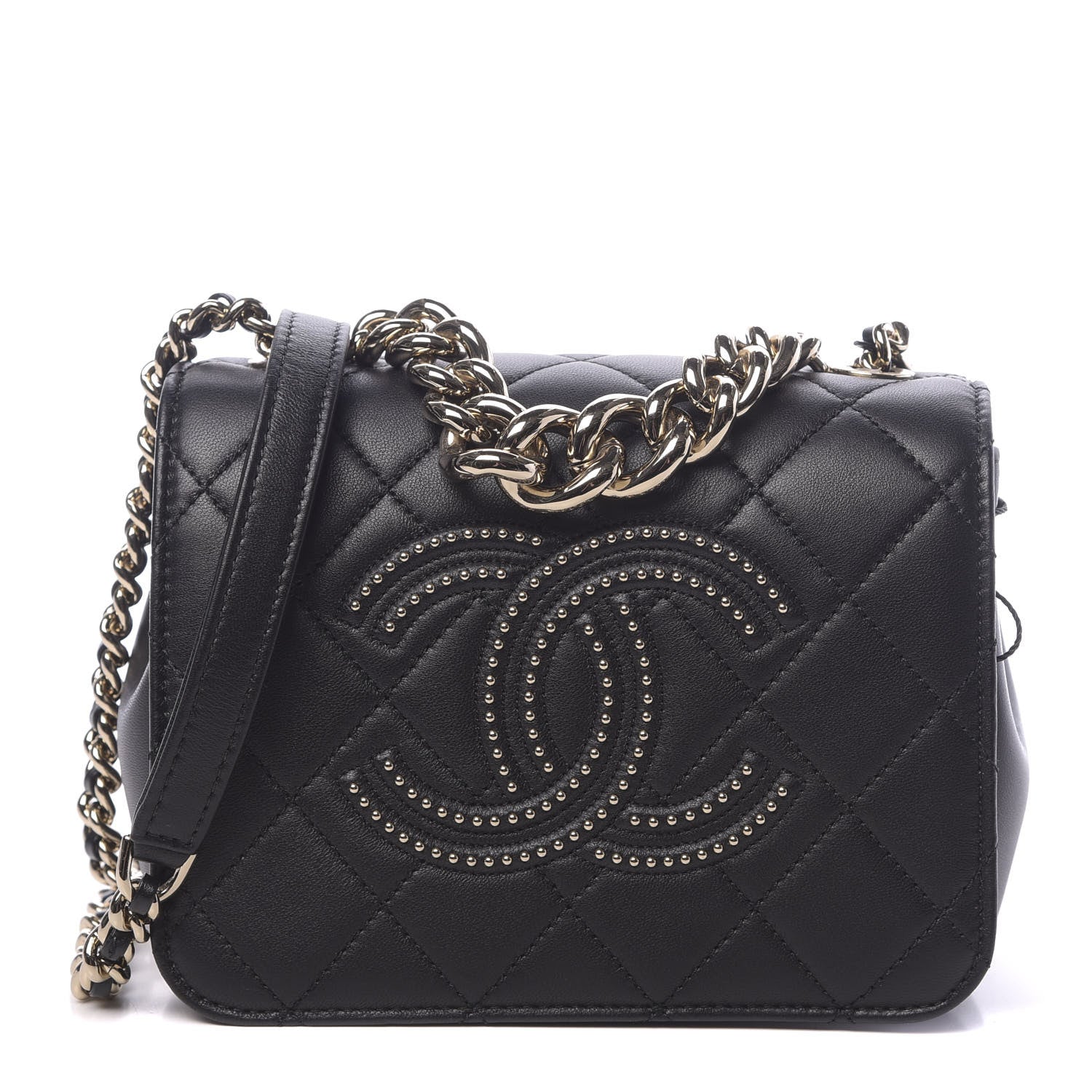 Chanel Lambskin Quilted Studded CC Flap Black 1 of 10