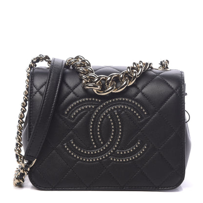 Chanel Lambskin Quilted Studded CC Flap Black 1 of 10