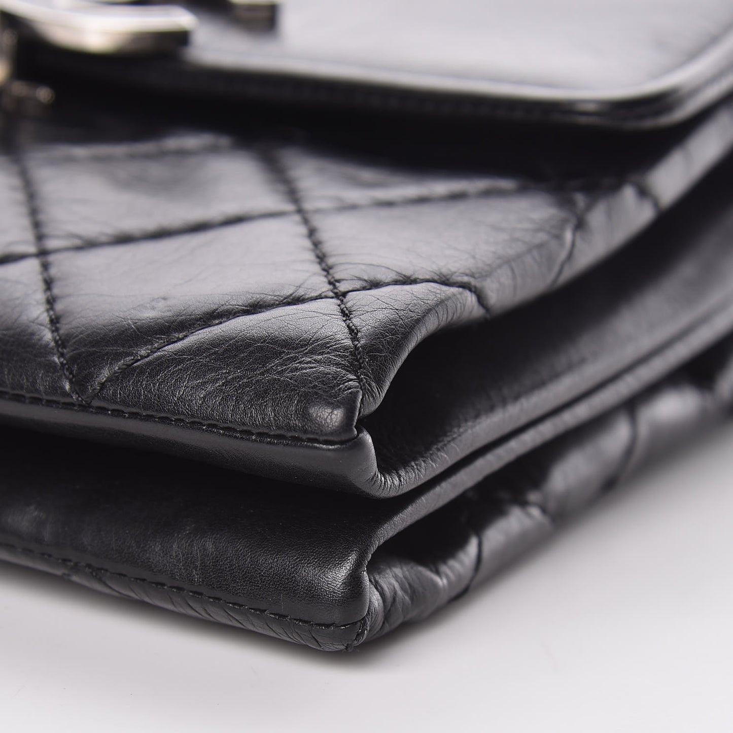 Washed Calfskin Hamptons Flap Bag Black
