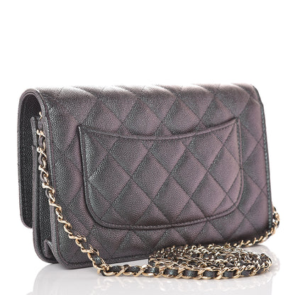 Chanel Iridescent Caviar Quilted Wallet On Chain WOC Black 3 of 10