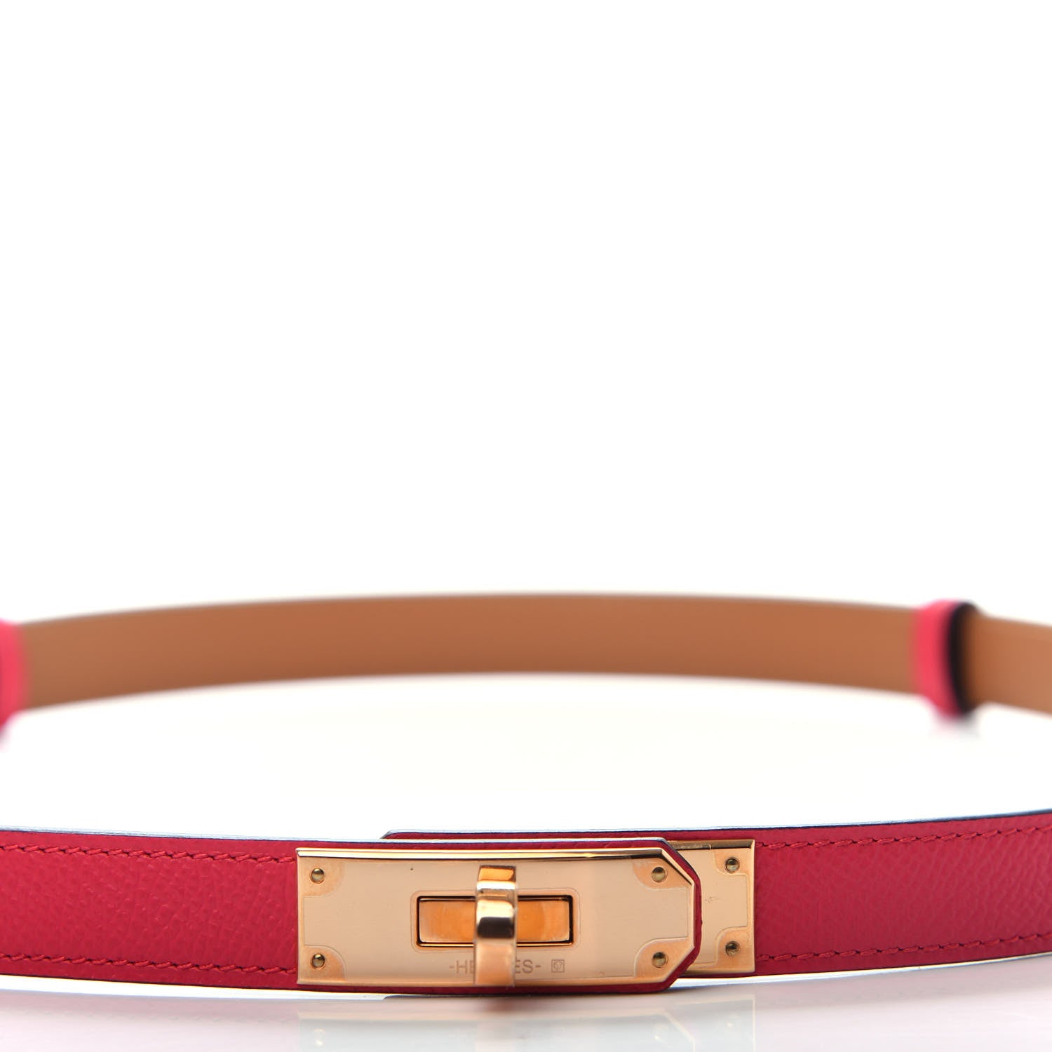 Hermes Epsom Kelly Belt Rose Extreme 4 of 5