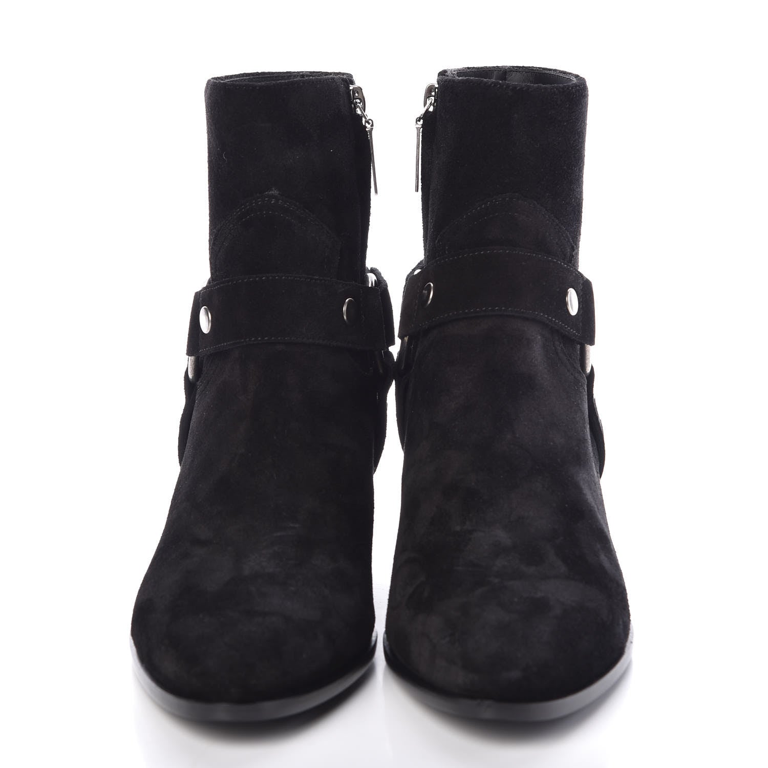 Saint Laurent Suede West Harness Ankle Booties 39 Black 2 of 8
