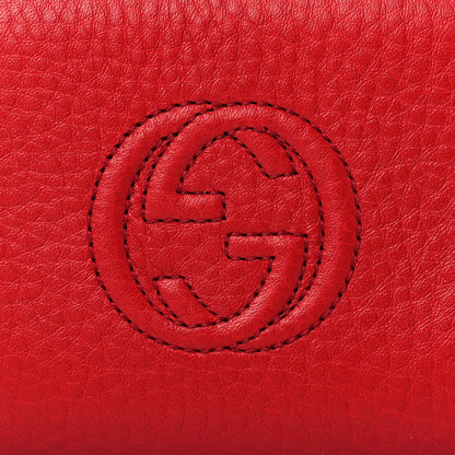 Gucci Pebbled Calfskin Soho Compact Disco Zip Around Wallet Tabasco Red 9 of 9