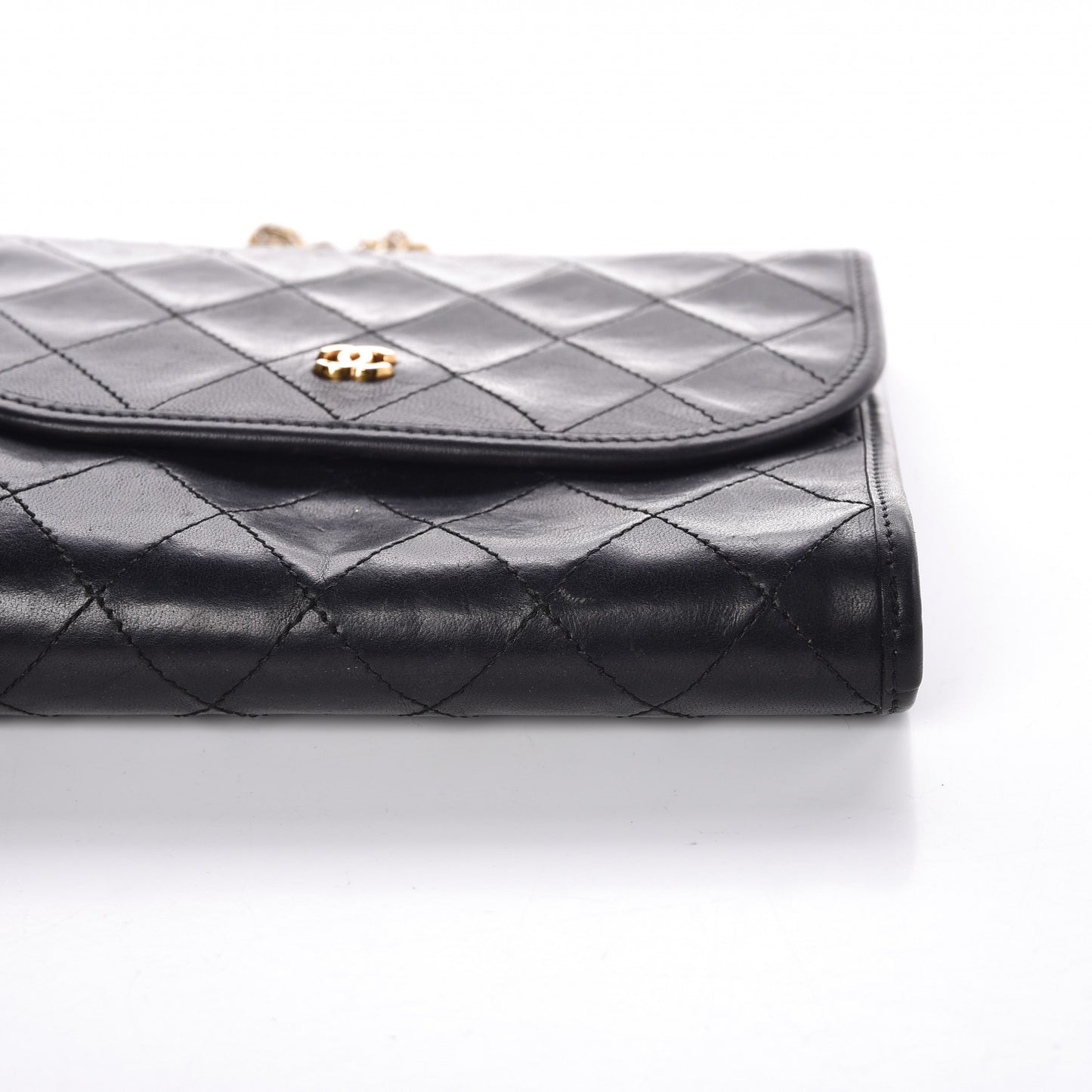 Lambskin Stitched Mini Evening Flap Black