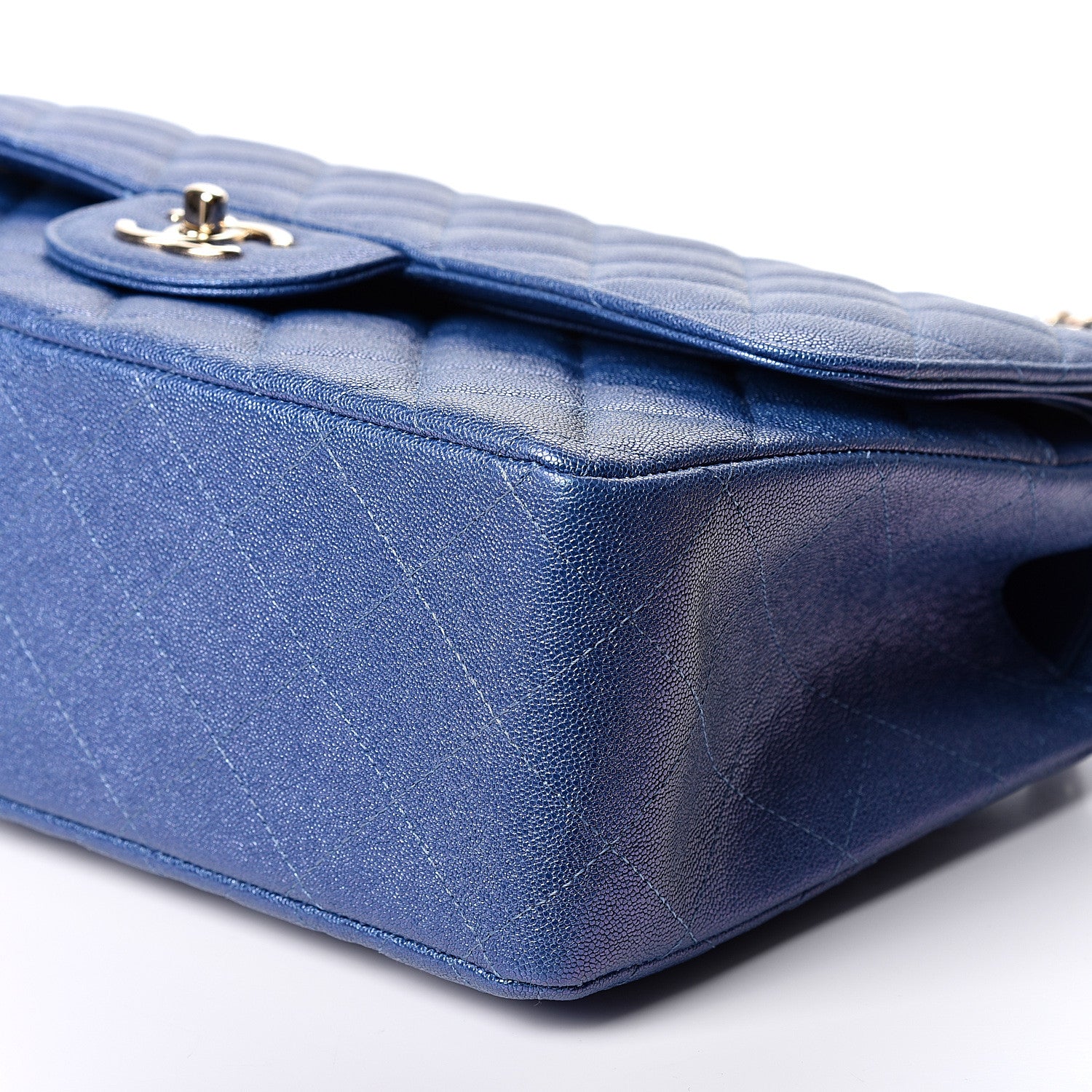 Chanel Iridescent Caviar Quilted Jumbo Double Flap Dark Blue 9 of 9