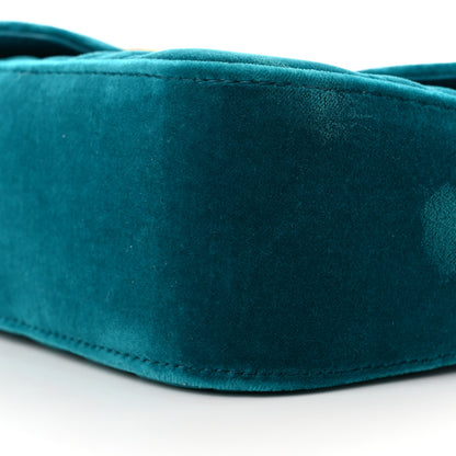 Gucci Velvet Matelasse Small GG Marmont Shoulder Bag Pavone Cyan 10 of 12