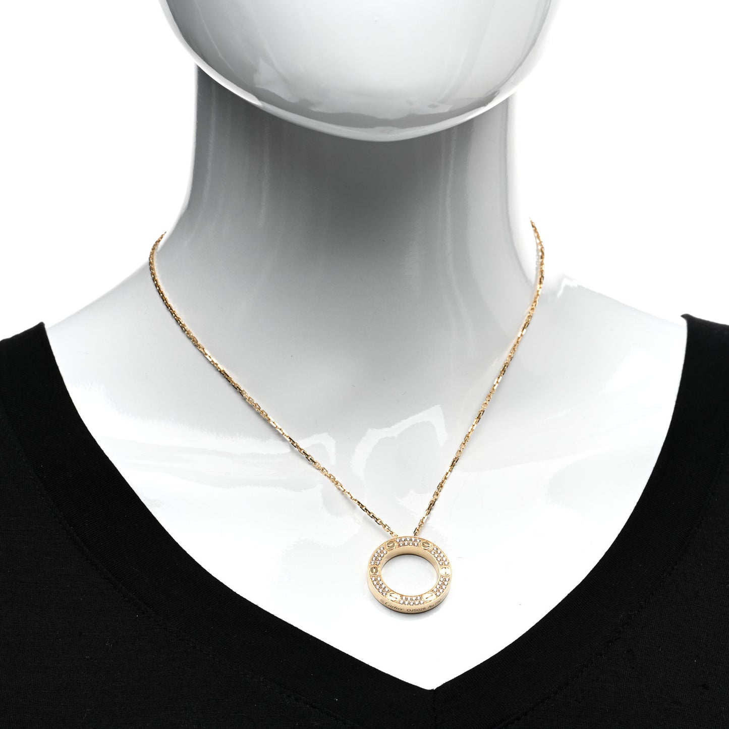 18K Yellow Gold Diamond LOVE Paved Necklace