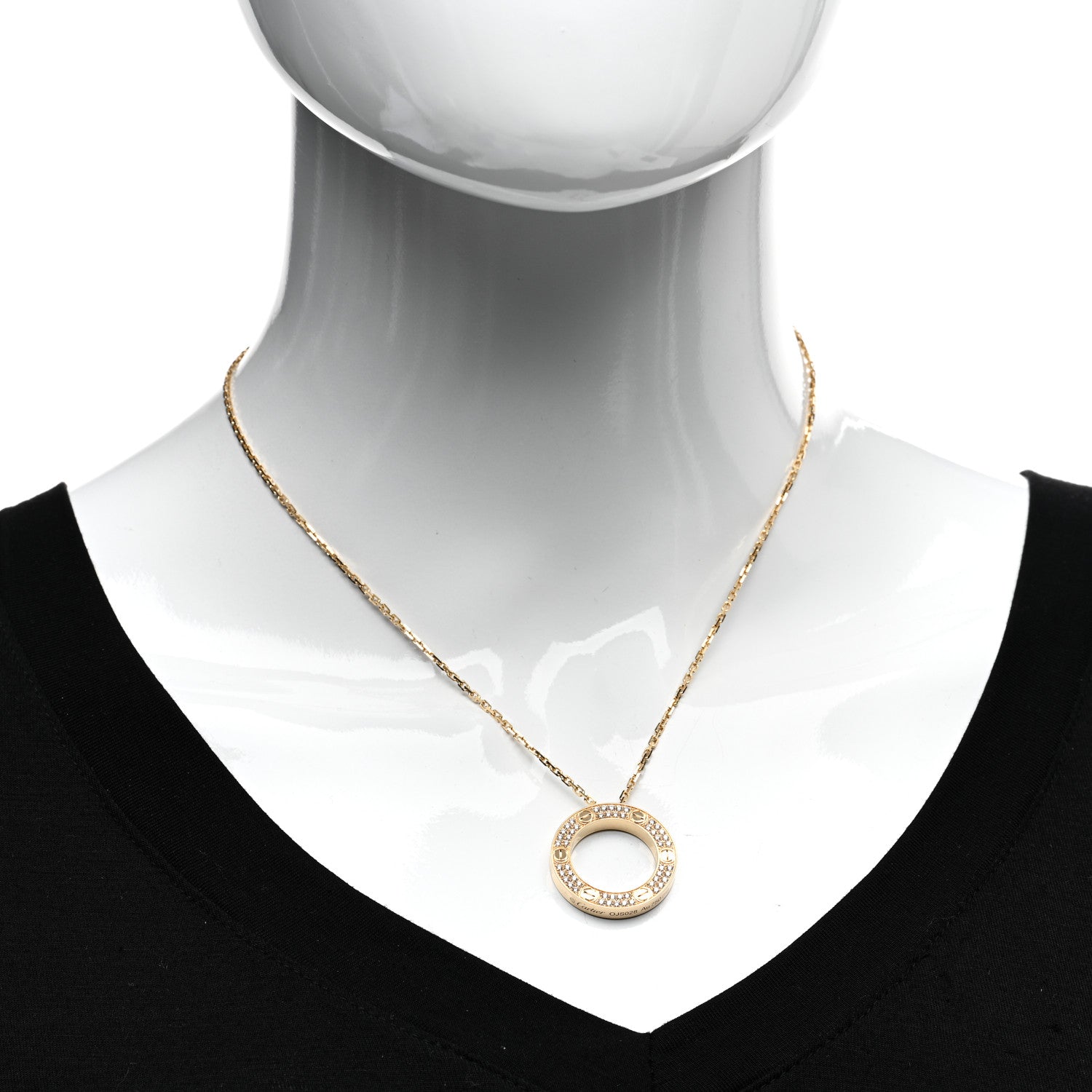 Cartier 18K Yellow Gold Diamond LOVE Paved Necklace 2 of 4