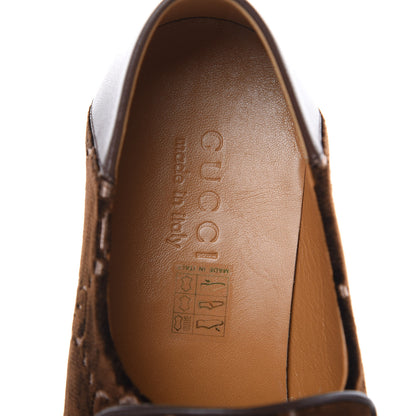 Gucci Velvet GG Monogram Goatskin Mens Horsebit Loafers 8.5 Brown Vintage Cocoa 7 of 10