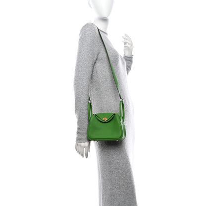 Hermes Taurillon Clemence Mini Lindy 20 Vert Yucca 2 of 11