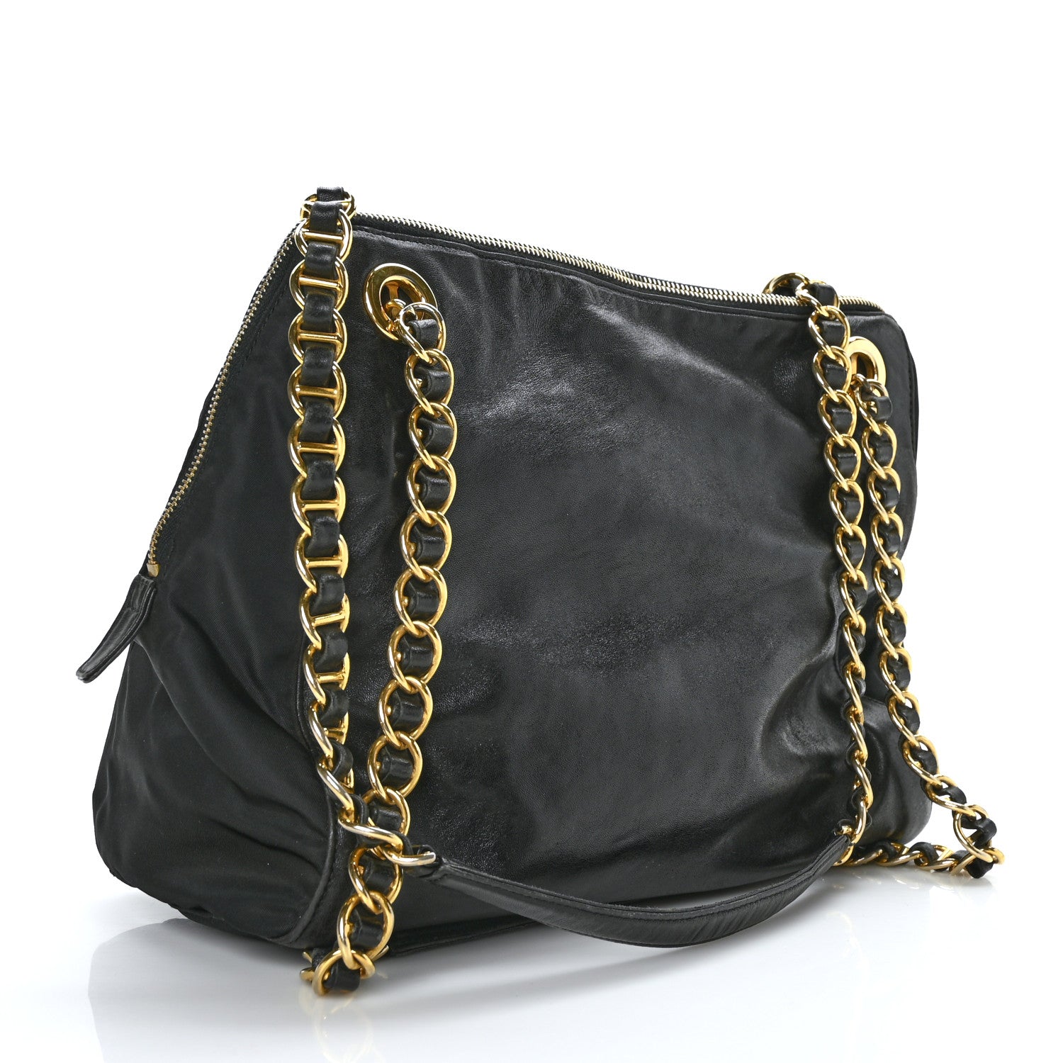 Prada Nappa Tessuto Nylon Chain Tote Black 3 of 10