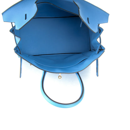 Hermes Taurillon Clemence Birkin 35 Bleu Paradis 8 of 27
