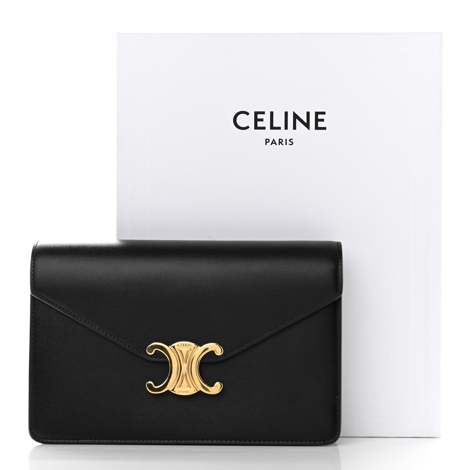 Celine Shiny Calfskin Triomphe Margo Wallet on Chain Black 20 of 20